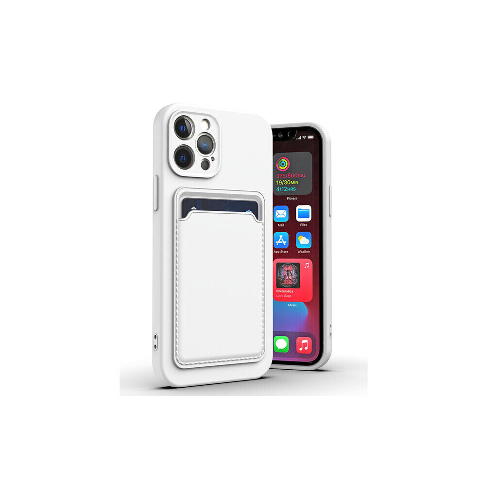 Silicone Card Holder Protection Case Compatible with iPhone 14/15 in White