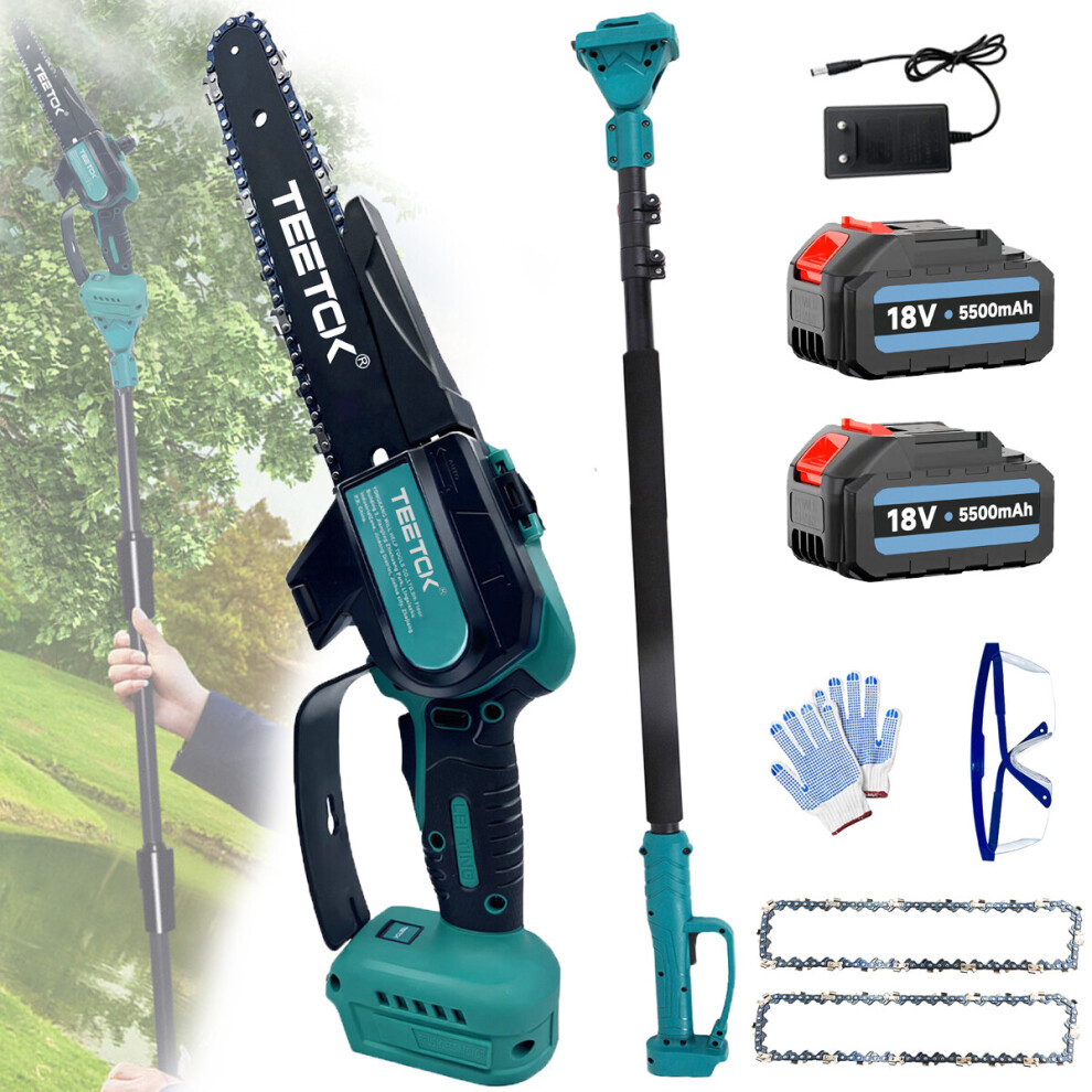 6" Mini Cordless Chainsaw Pole Saw+2 Battery 5.5A-Makita Compatible