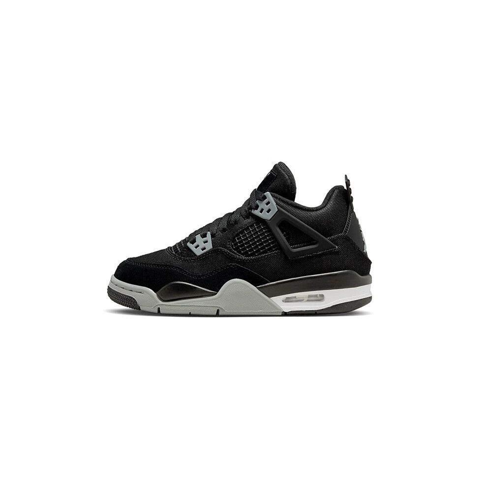 (UK6.5/EUR40.5/25.5CM ) Air Jordan 4 Retro SE GS Black Canvas Boys' Women Shoes Trainers