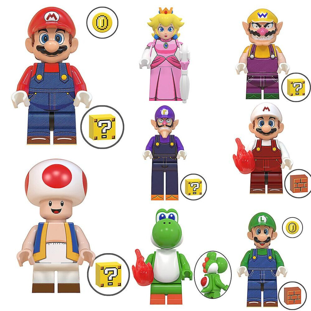 Lot De 8 Figurines Super Mario à Assembler - Blocs De Construction, Jouets Pour Enfants-image