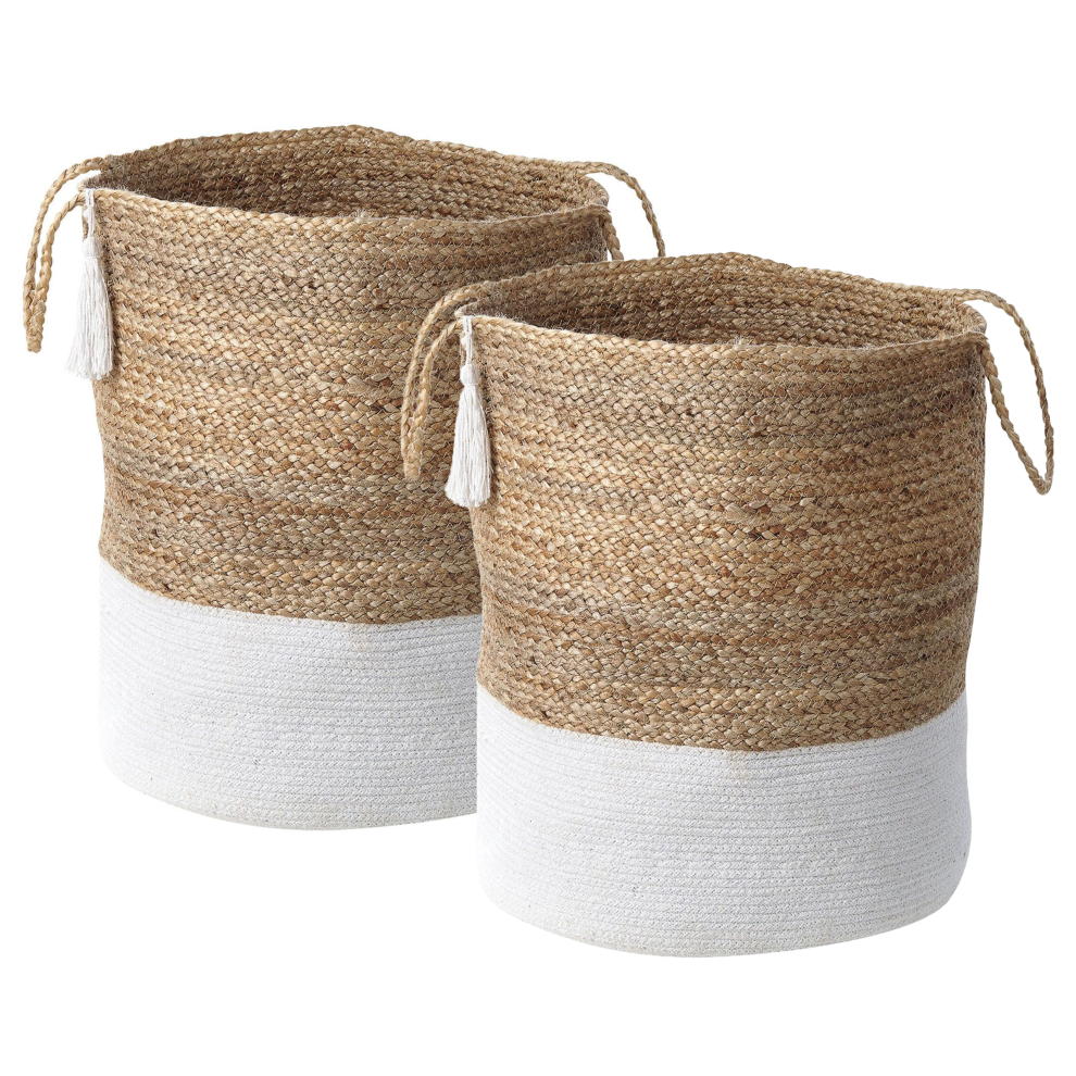 Set of 2 Baskets GAJAR Jute White