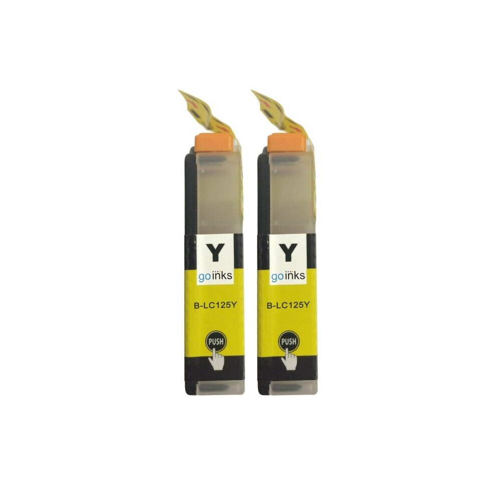 Cartouches d'encre jaune compatibles 2 Go Inks pour remplacer Brother LC125XLY/non-OEM pour les imprimantes Brother DCP & MFC