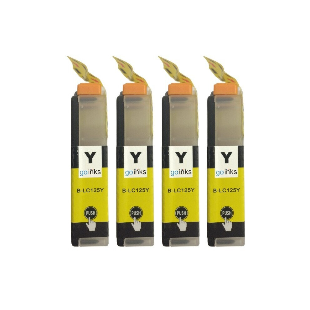 Cartouches d'encre jaune compatibles 4 Go Inks pour remplacer Brother LC125XLY/non-OEM pour les imprimantes Brother DCP & MFC