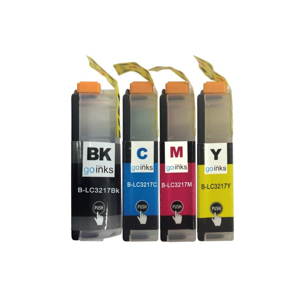 Compatible 1 Go Inks Set of 4 Cartridges to replace Brother LC3217  / non-OEM for Brother MFC Printers (4 Inks)