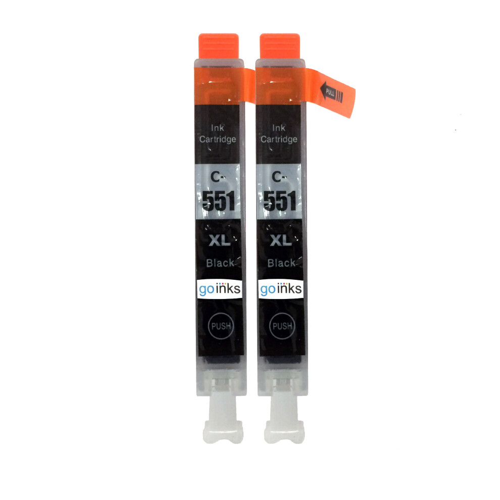Cartouches d'encre noire compatibles 2 Go Inks pour remplacer Canon CLI-551Bk/non-OEM pour imprimantes PIXMA