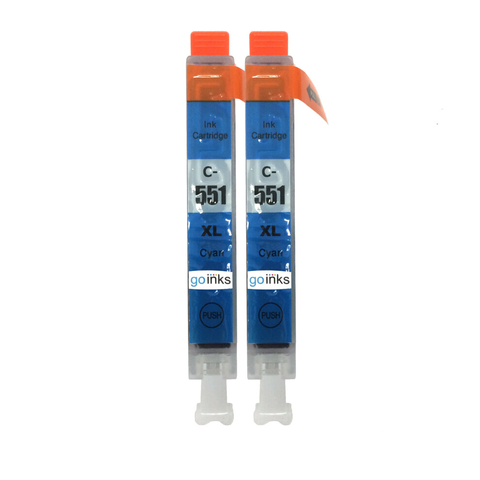 Cartouches d'encre cyan compatibles 2 Go Inks pour remplacer Canon CLI-551C / non-OEM pour imprimantes PIXMA