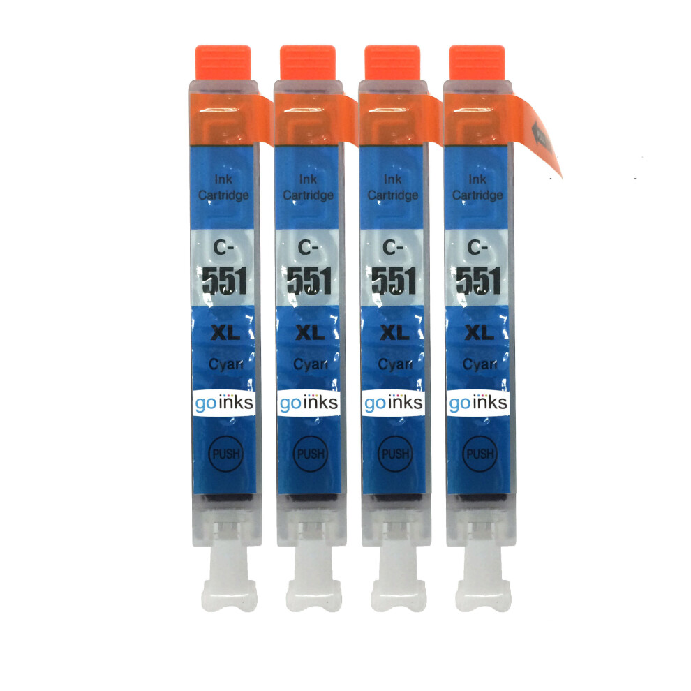 Cartouches d'encre cyan compatibles 4 Go Inks pour remplacer les cartouches Canon CLI-551C / non-OEM pour les imprimantes PIXMA
