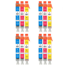 Set de 12 cartouches d'encre compatibles Go Inks C/M/Y (CLI-581C/M/Y) pour Canon PIXMA
