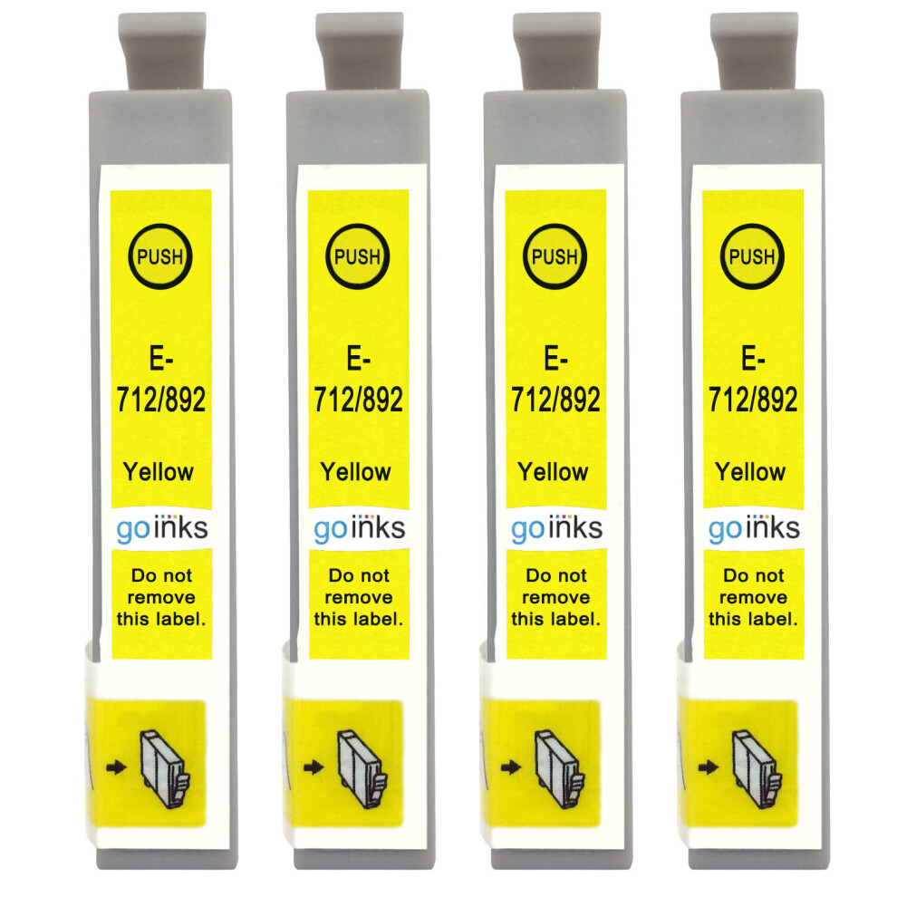 Cartouches d'encre jaune compatibles 4 Go Inks pour remplacer Epson T0714/non-OEM pour imprimantes Epson Stylus