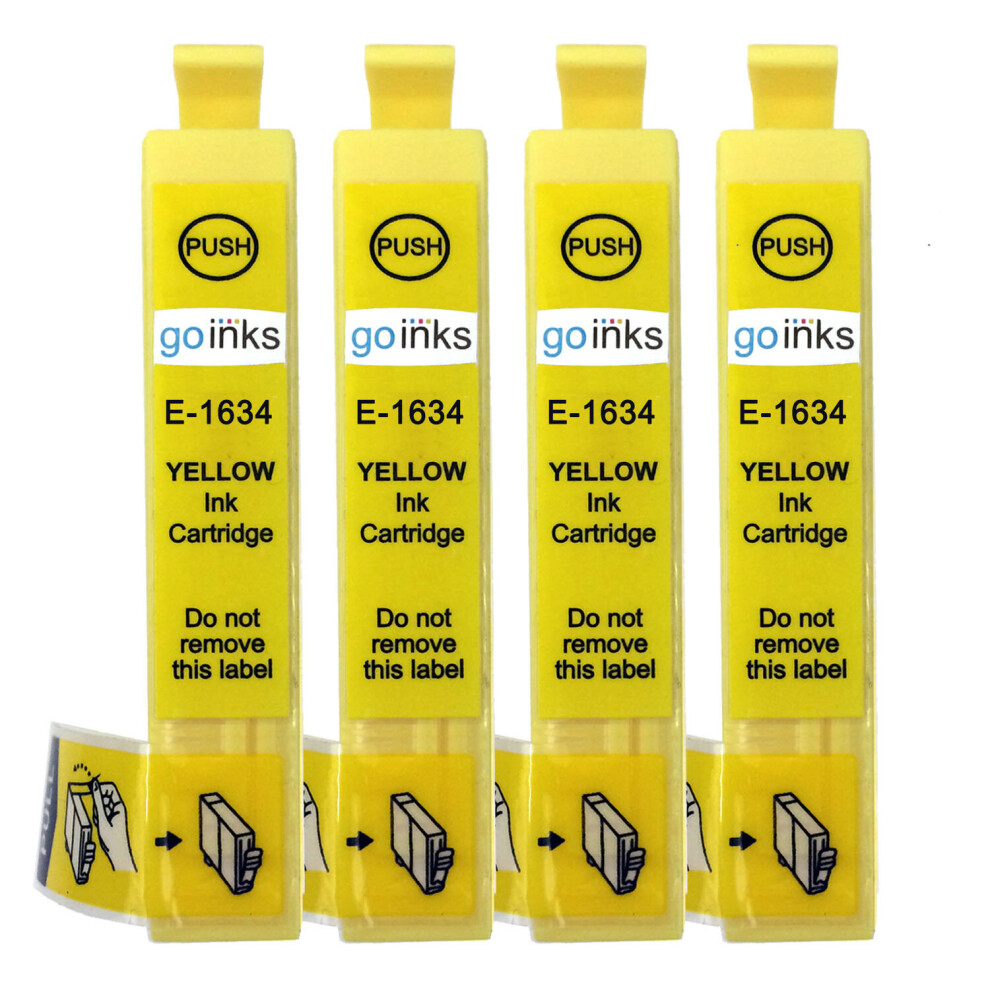 Cartouches d'encre jaune compatibles 4 Go Inks pour remplacer les cartouches Epson T1634 (16XL Series)/non-OEM pour les imprimantes Epson Workforce
