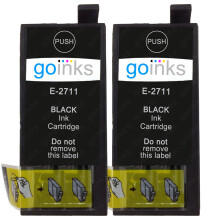 Cartouches d'encre noire Go Inks compatibles 2x60ml pour Epson T2711 (27XL) - imprimantes WorkForce
