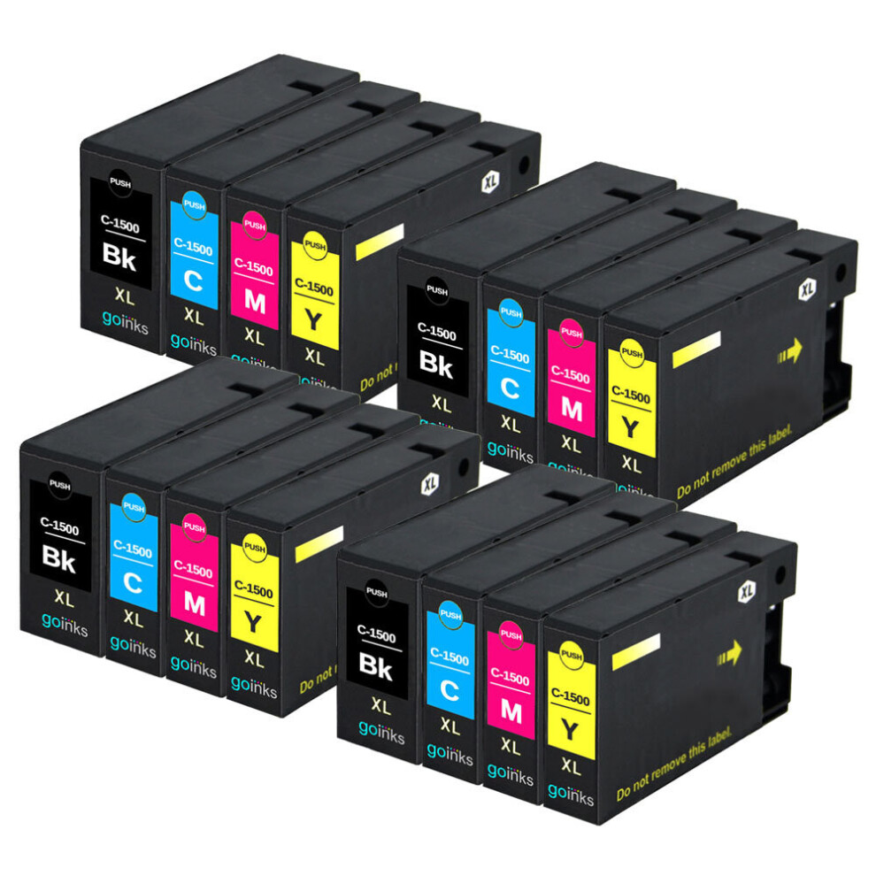 Compatible 4 Go Inks Lot de 4 cartouches d'encre pour remplacer Canon PGI-1500XL / non-OEM pour les imprimantes PIXMA (16 Pack)