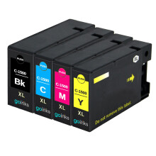 Jeu de 4 cartouches d'encre compatibles Go Inks pour Canon PIXMA PGI-1500 (Noir/Cyan/Magenta/Jaune) – remplace les PGI-1500XL (4 packs)