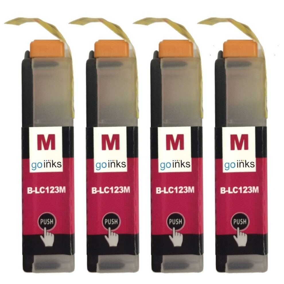 Cartouches d'encre Magenta compatibles 4 Go Inks pour remplacer Brother LC123M /non-OEM pour les imprimantes Brother DCP & MFC