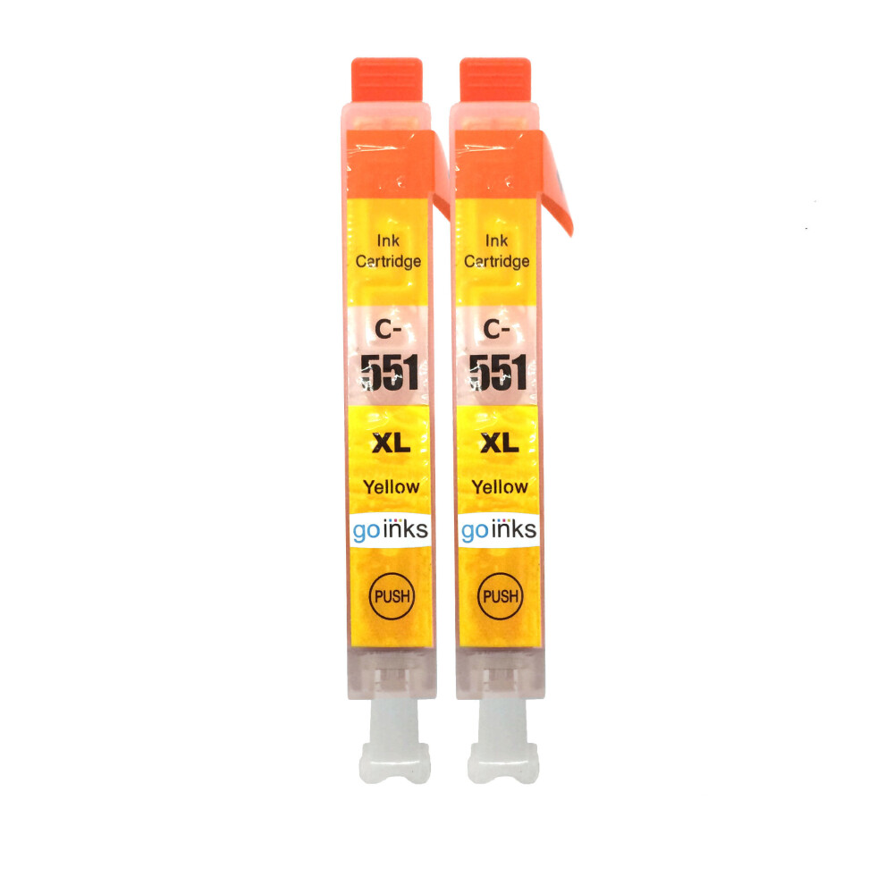 Cartouches d'encre jaune compatibles 2 Go Inks pour remplacer Canon CLI-551Y / non-OEM pour imprimantes PIXMA