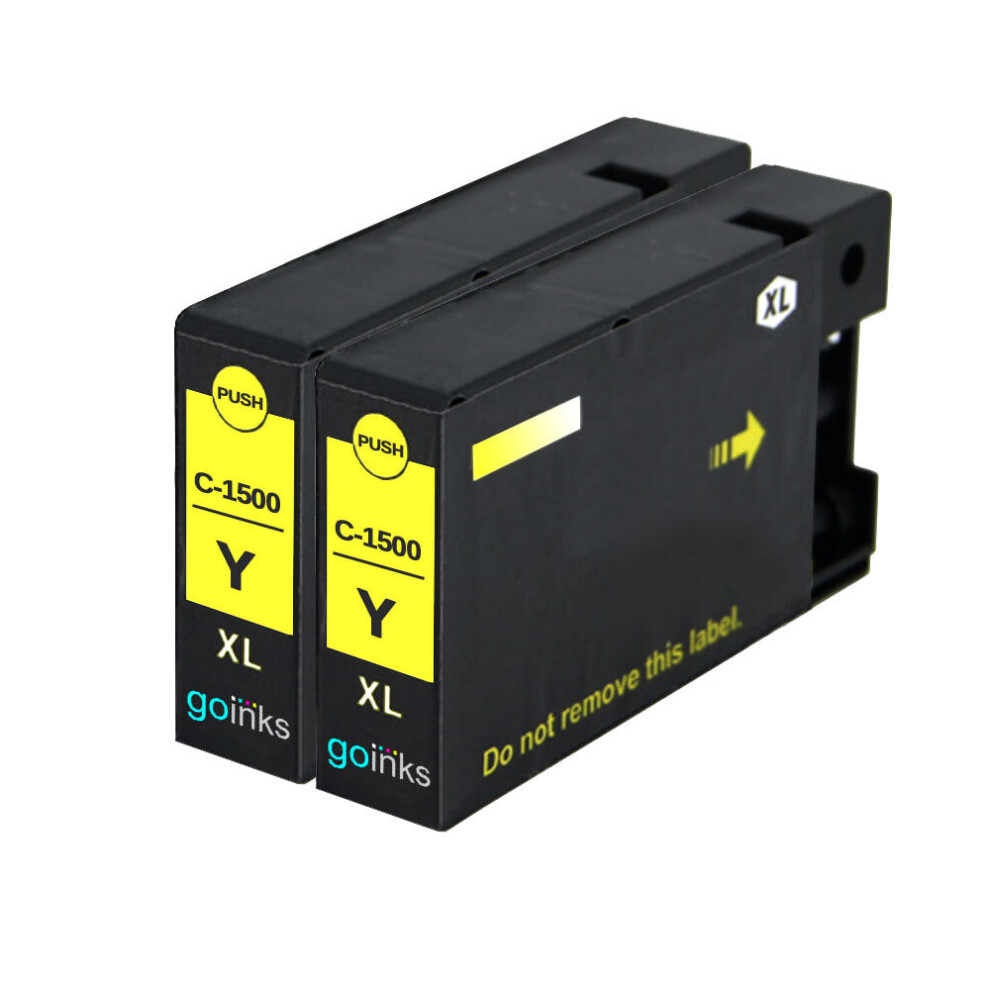 Cartouches d'encre jaune compatibles 2 Go Inks pour remplacer les cartouches Canon PGI-1500XLY/non-OEM pour les imprimantes PIXMA
