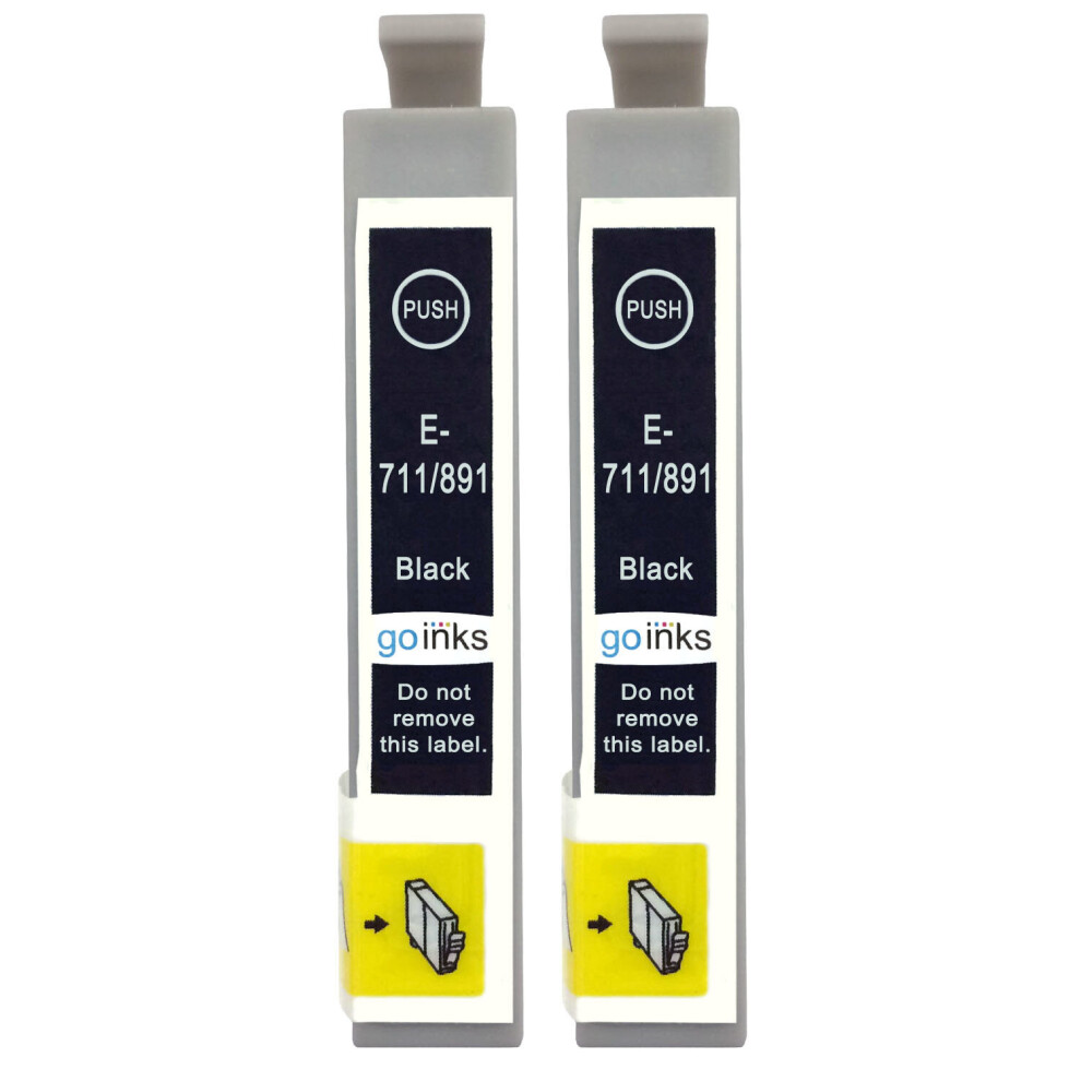 Cartouches d'encre noire compatibles 2 Go Inks pour remplacer Epson T0711 / non-OEM pour imprimantes Epson Stylus