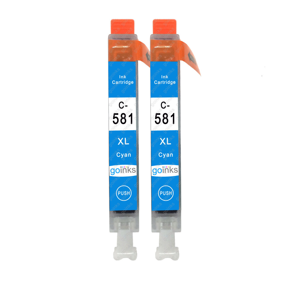 Cartouches d'encre cyan compatibles 2 Go Inks pour remplacer Canon CLI-581C / non-OEM pour imprimantes PIXMA