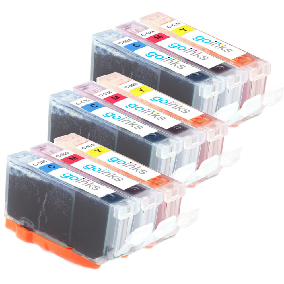 Compatible 3 Go Inks C/M/Y Jeu de 3 cartouches d'encre pour remplacer Canon CLI-526 / non-OEM pour les imprimantes PIXMA (9 Pack)