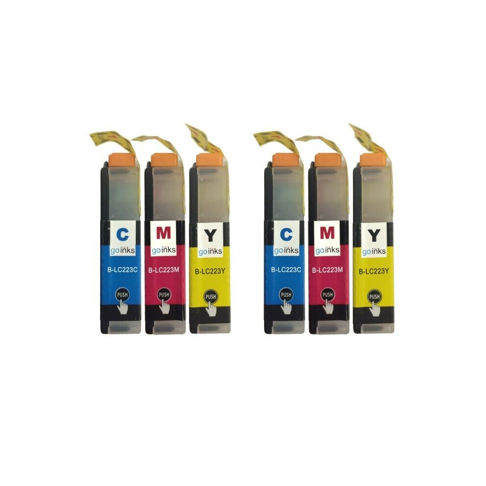 Jeu de 3 cartouches d'encre C/M/Y compatibles 2 Go Inks pour remplacer Brother LC223 / non-OEM pour les imprimantes Brother DCP & MFC (6 encres)