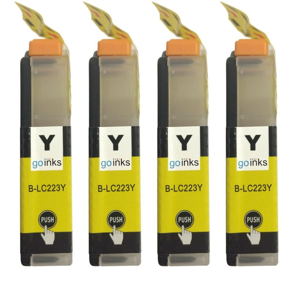 Cartouches d'encre jaune compatibles 4 Go Inks pour remplacer Brother LC223Y /non-OEM pour les imprimantes Brother DCP & MFC