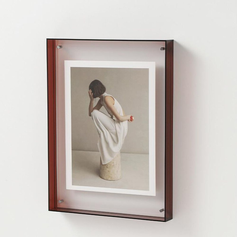(brown, 11x14cm) Ins Style Colorful Picture Frame Without Photos Acrylic Photo Frame Transparent