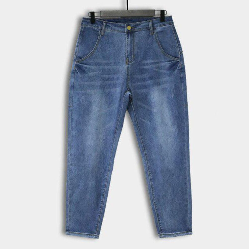 (blue, 7XL) Vintage High Waist Jeans Women Pants Casual Boyfriend Jeans Female Streetwear Plus Size Mom Jeans