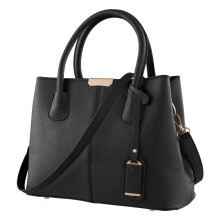 Balck PU Leather Tote Bag Shoulder Bag with Strain