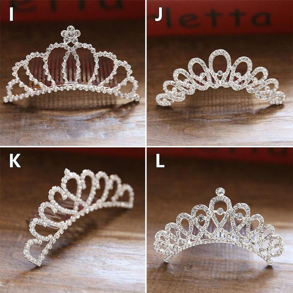 (J) 1PC Diadem With Comb Rhinestone Crown Hair Jewelry Pearl Headbands Girls Fashion Princess