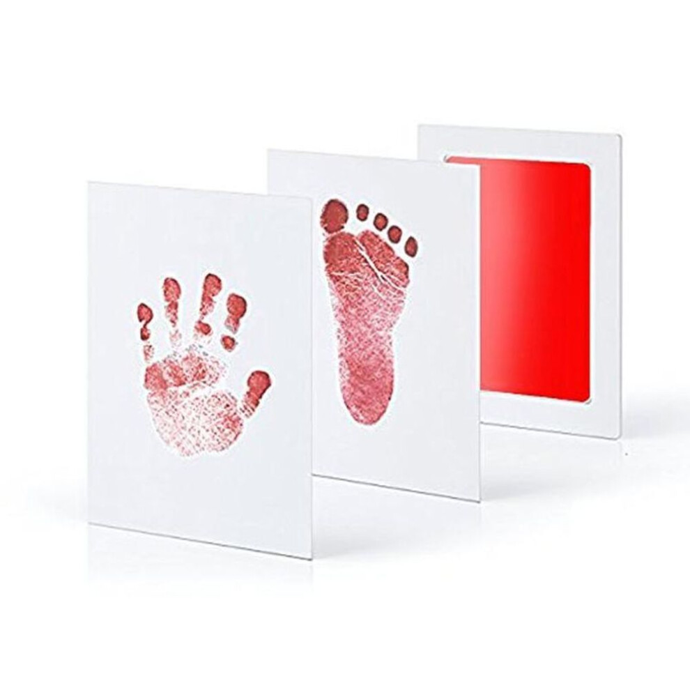 (red) Baby Clean Inkless Touch Ink Pad Toddler Safe Non-toxic & Mess Free Footprint Handprint Ink Pads