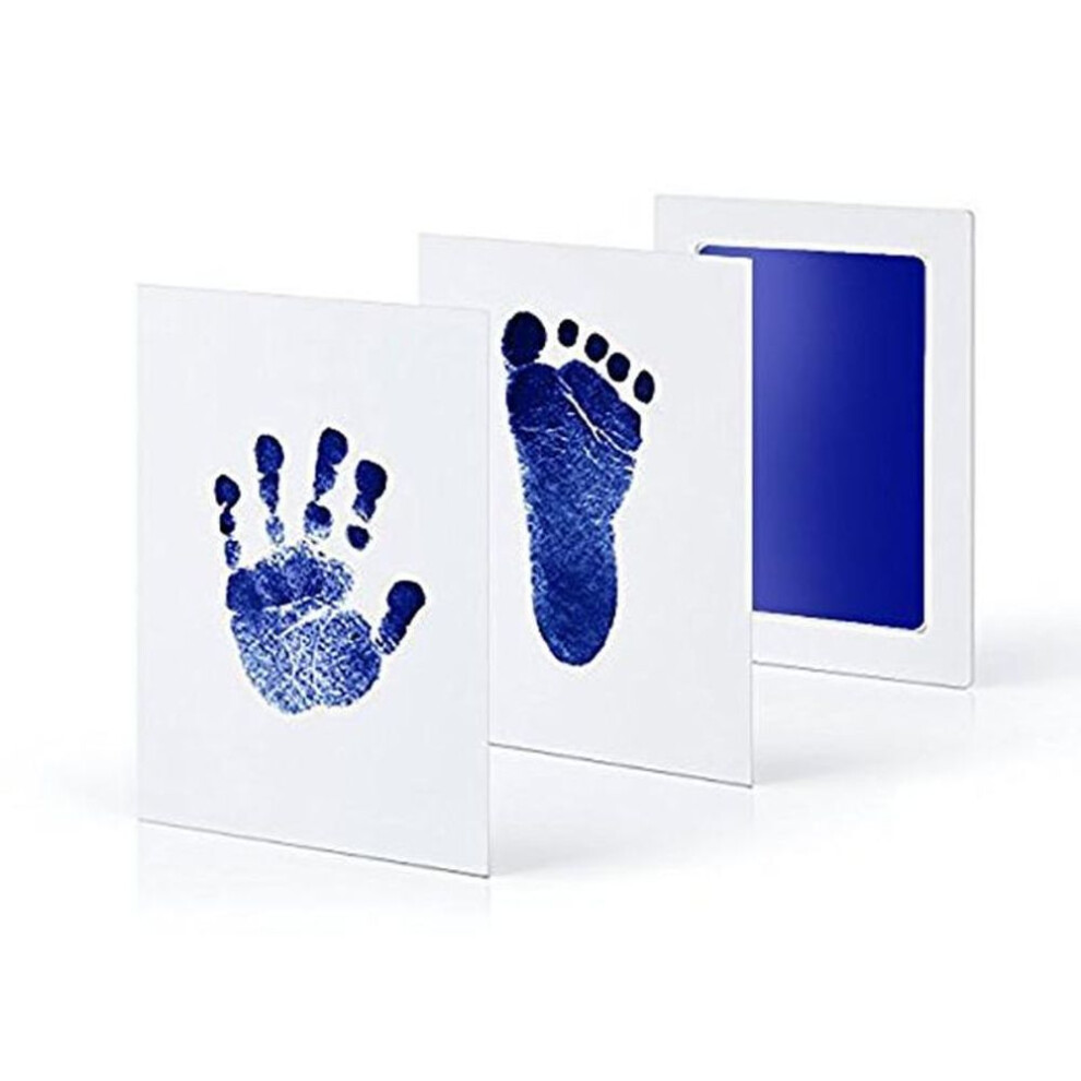 (blue) Baby Clean Inkless Touch Ink Pad Toddler Safe Non-toxic & Mess Free Footprint Handprint Ink Pads