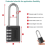 4 Pack Outdoor Combination Padlock Long Shackle Lock 6.5cm Waterproof Digit Resettable 4