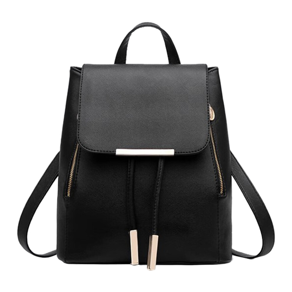 Black PU Leather Ladies' Commuter Leisure Backpack