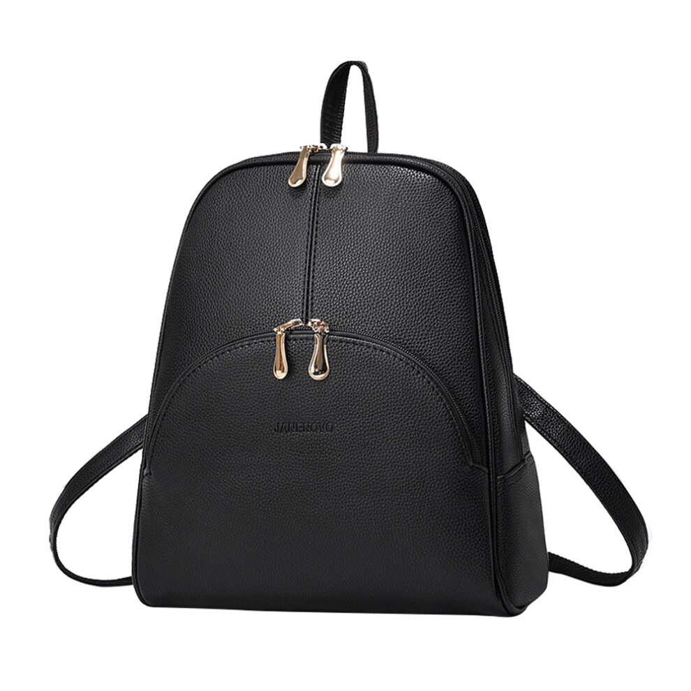 Black PU Leather Backpack Schoolbag