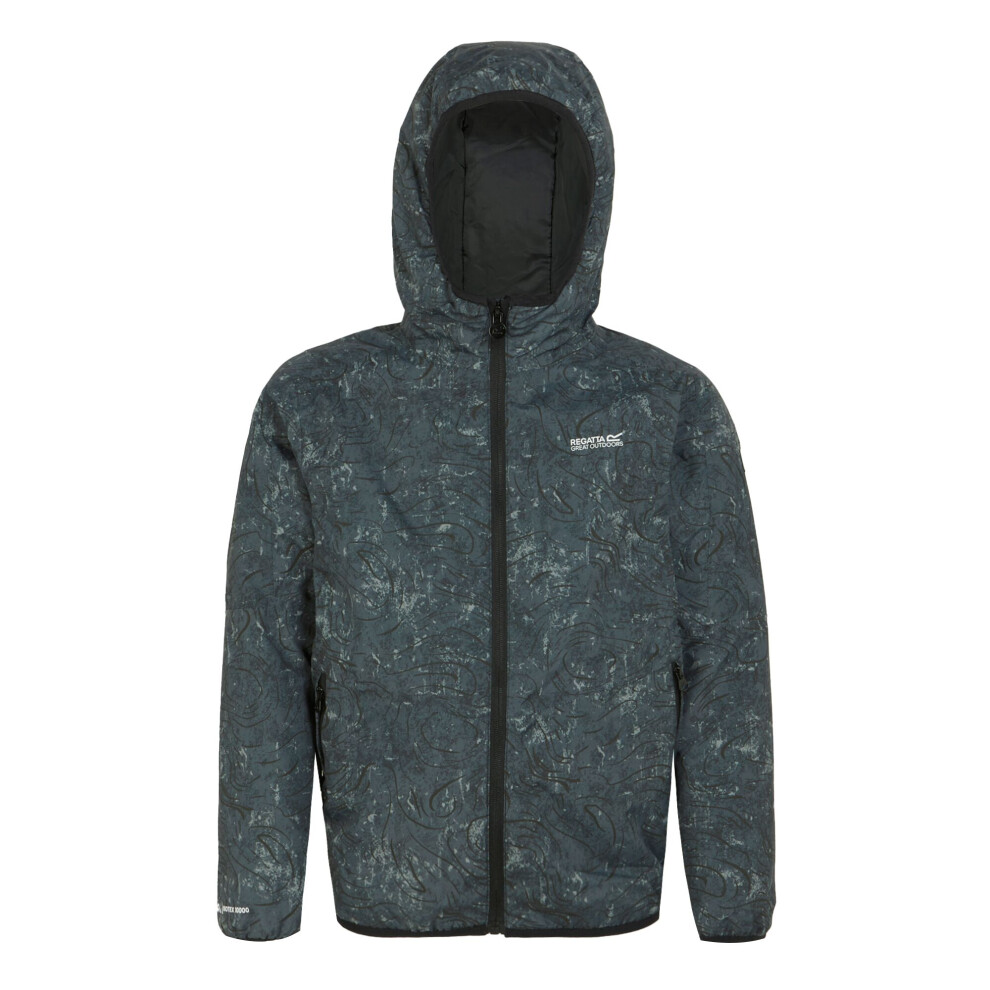 (3-4 Years, Seal Grey) Regatta Childrens/Kids Volcanics VIII Terrain Print Reflective Waterproof Jacket