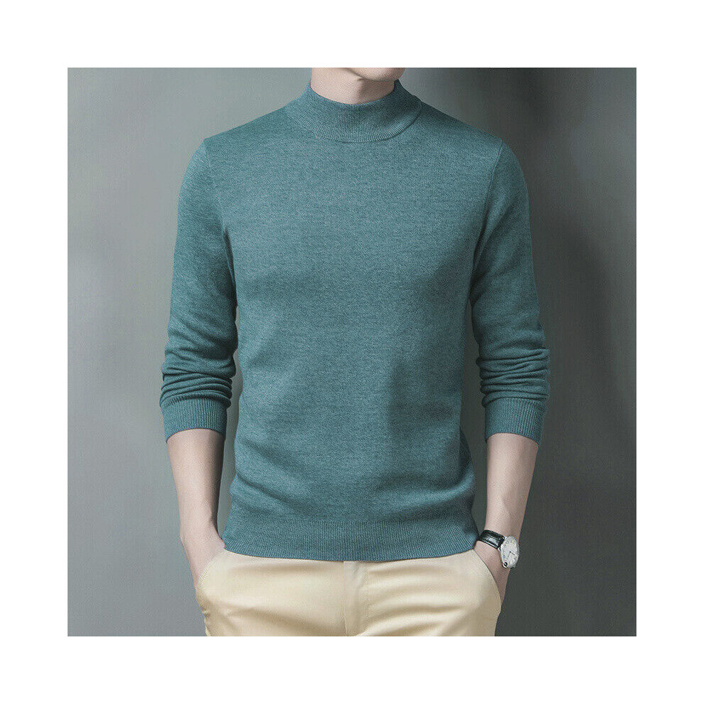 Pull Tricoté À Manches Longues Et Col Roulé Pour Homme Haut D'hiver Solide F-Vert-M