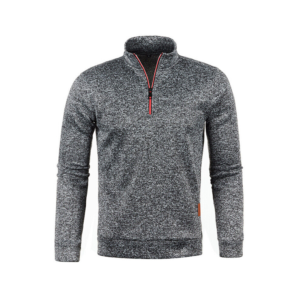 Pull À Col Haut Pour Homme Pull Chaud À Manches Longues Décontracté Hiver F-Gris-XL