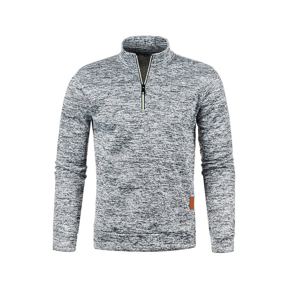 Pull À Col Haut Pour Homme Pull Chaud À Manches Longues Décontracté Hiver F-light grey-4XL