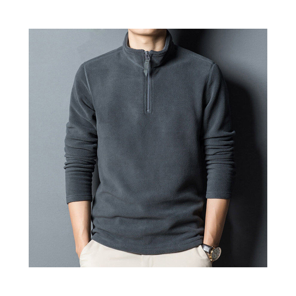 Veste Polaire À Demi-Fermeture Éclair Pour Hommes Pull Chaud D'hiver Pull /-Gris-3XL