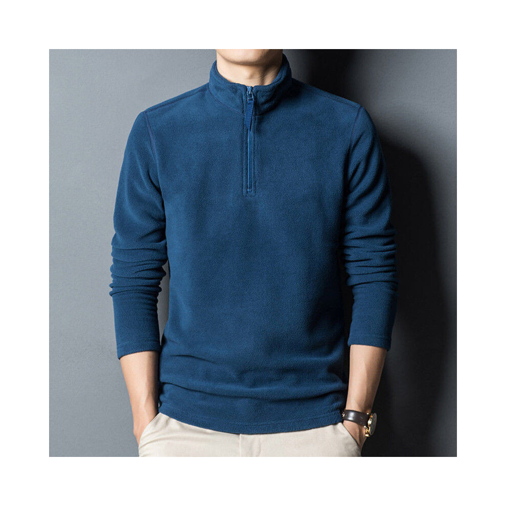 Veste Polaire À Demi-Fermeture Éclair Pour Hommes Pull Chaud D'hiver Pull /-Bleu-M