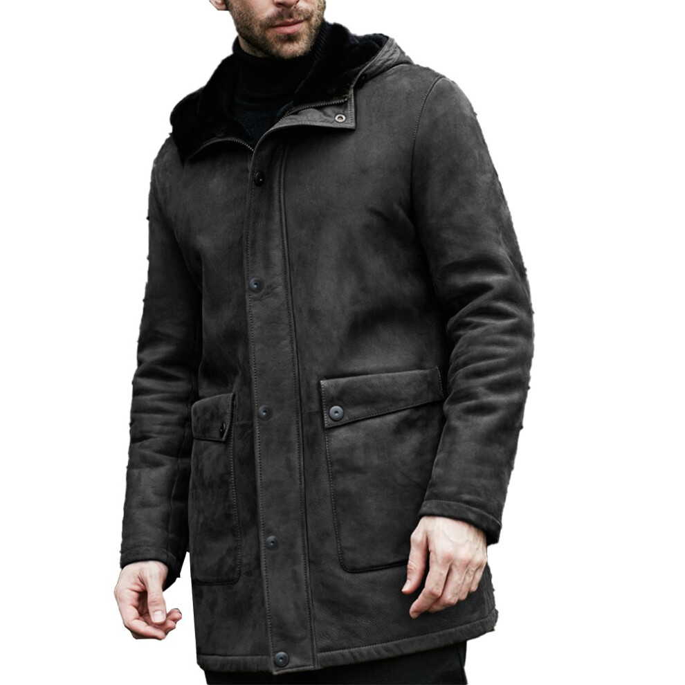 Veste ??paisse ?? capuche homme pour hiver adapt??e aux vacances et au quotidien-Marron-XL
