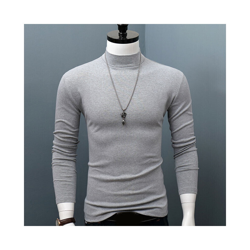 Pull À Col Roulé Pour Homme - T-Shirt Extra Doux Pour L'hiver - Chaud. /-Gris-L