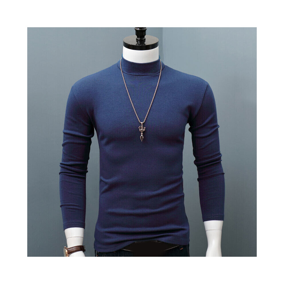 Pull À Col Roulé Pour Homme - T-Shirt Extra Doux Pour L'hiver - Chaud. /-navy blue-XXL
