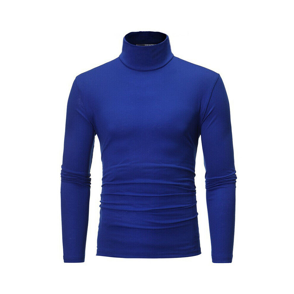 Pull À Col Roulé Pour Homme - T-Shirt Extra Doux Pour L'hiver - Chaud. /-royal blue-XL