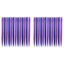 26 Pcs Colored Party Colorful Clip in Hair Extensions 55cm Straight Synthetic Hairpieces, Purple + Blue
