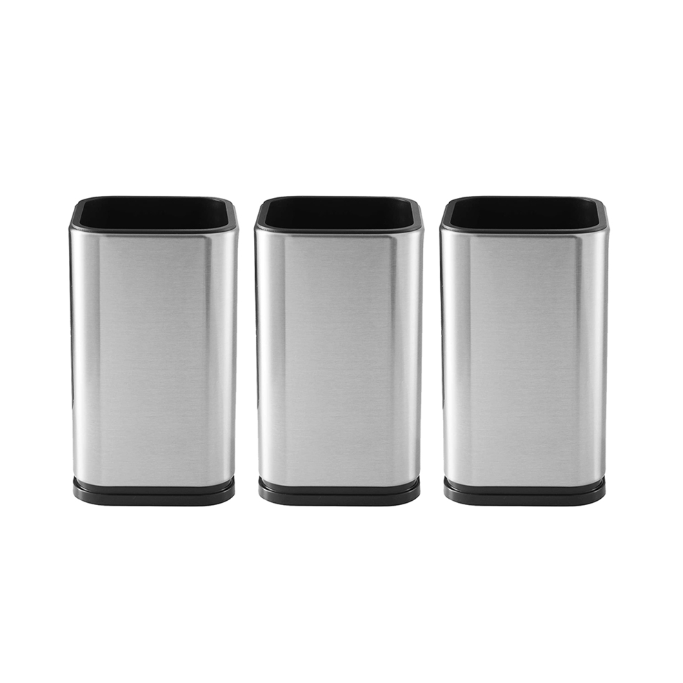3X Stainless Steel Kitchen Utensil Holder, Kitchen Cutlery Storage, Utensil Organizer, Modern Rectangular Design,17X10cm-image-OPC-PC2MFKR-NEW