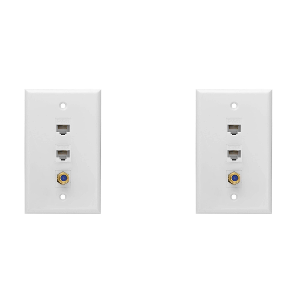 Photos - Other Electrical Equipment 2X Ethernet Coax Wall Plate,2 Port Cat6 RJ45 and 1 Port F Type Connector Female to Female Wall Plate