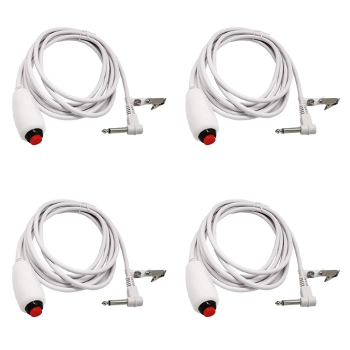 4-Pack Nurse Call Cables 6.35mm Plug, 3m, Waterproof Push-Button Switch, Universal Compatibility, Clip-On Bed/Clothing