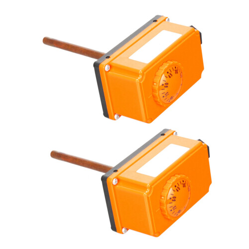 2X G1/2 Male Thread Hot Water Pipe Thermostat Temperature Controller 90 Celsius