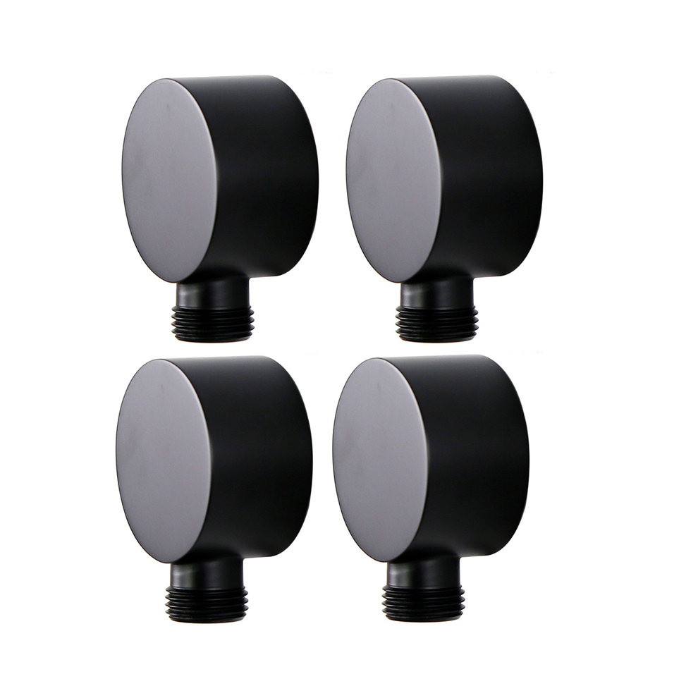 4X Wall Supply Elbow,Brass Round Wall Mount Shower Hose Connector Accessories G1/2Inch Water Outlet For Shower-Black 4762149440470